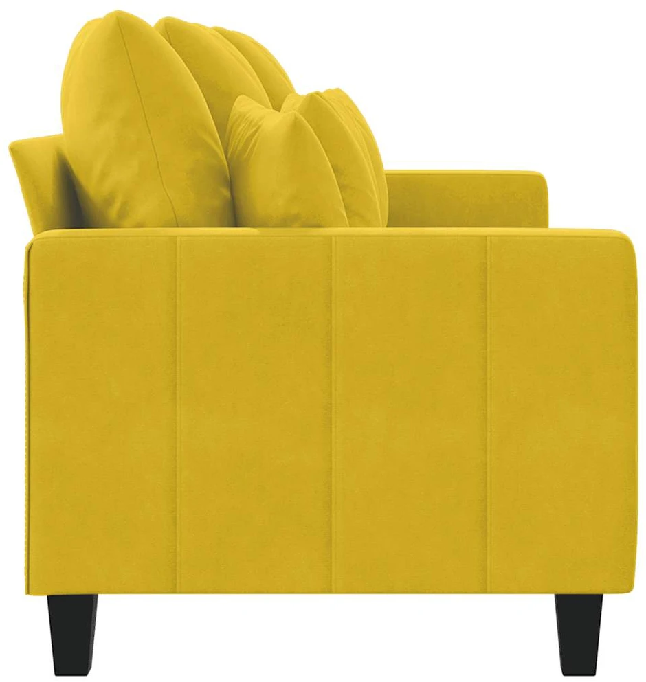 Trivietė sofa, geltonos spalvos, 180cm, aksomas