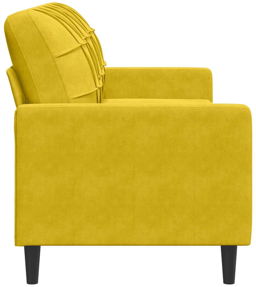 Trivietė sofa, geltonos spalvos, 180cm, aksomas