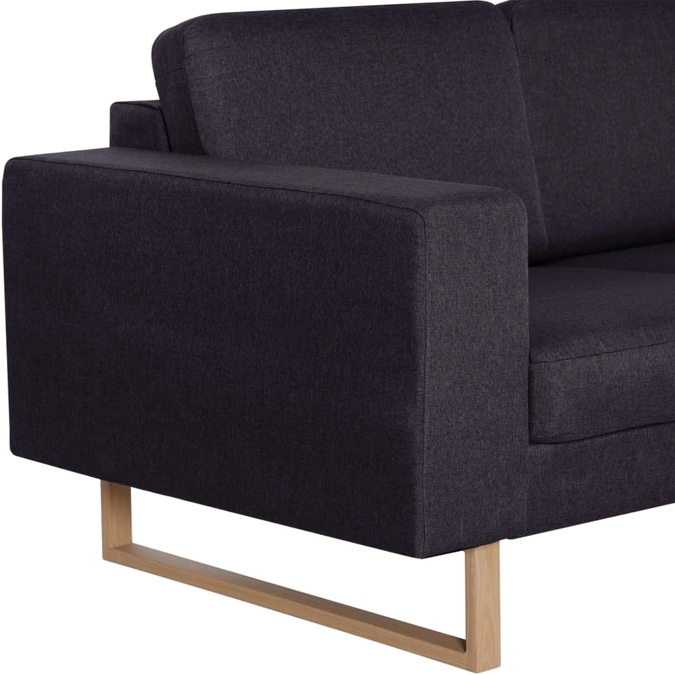 Trivietė sofa, juoda, audinys