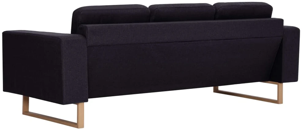 Trivietė sofa, juoda, audinys