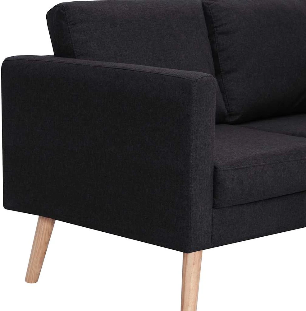 Trivietė sofa, juoda, audinys