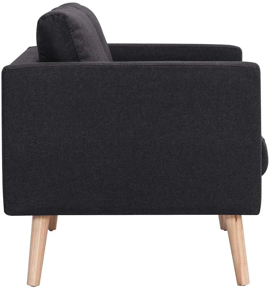 Trivietė sofa, juoda, audinys