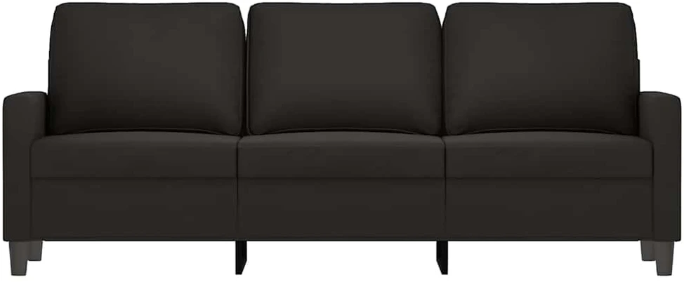 Trivietė sofa, juodos spalvos, 180cm, aksomas