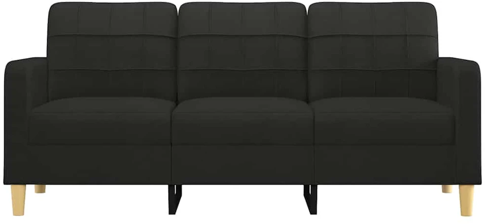 Trivietė sofa, juodos spalvos, 180cm, audinys