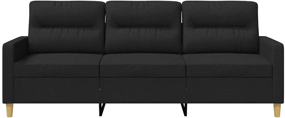 Trivietė sofa, juodos spalvos, 180cm, audinys