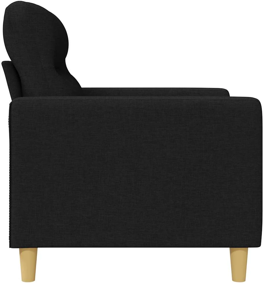Trivietė sofa, juodos spalvos, 180cm, audinys