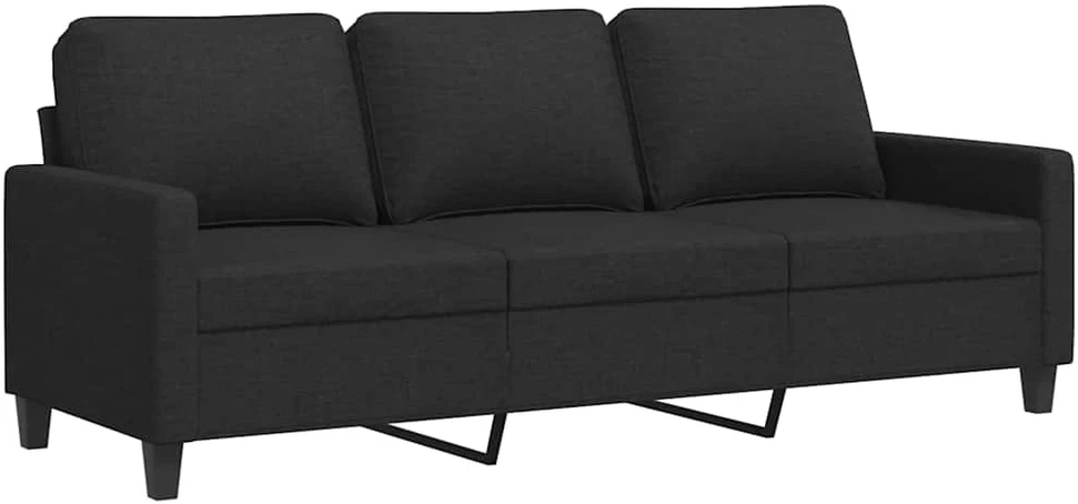 Trivietė sofa, juodos spalvos, 180cm, audinys