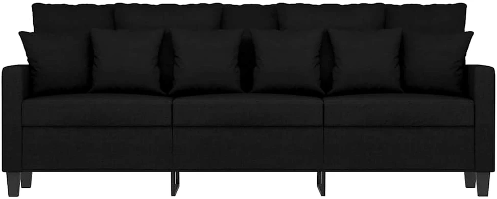 Trivietė sofa, juodos spalvos, 180cm, audinys
