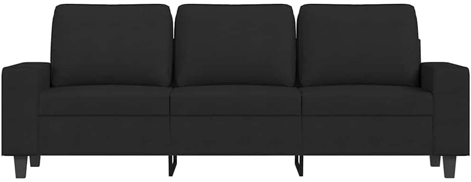Trivietė sofa, juodos spalvos, 180cm, audinys