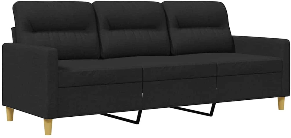 Trivietė sofa, juodos spalvos, 180cm, audinys