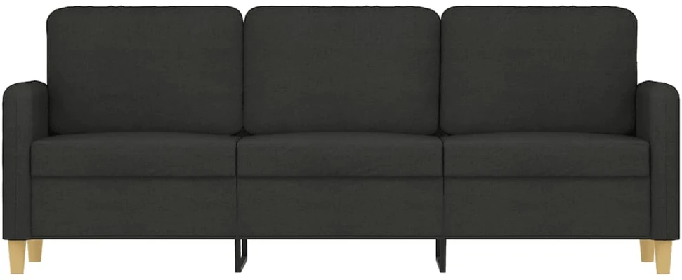 Trivietė sofa, juodos spalvos, 180cm, audinys