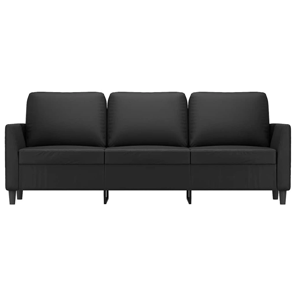 Trivietė sofa, juodos spalvos, 180cm, dirbtinė oda