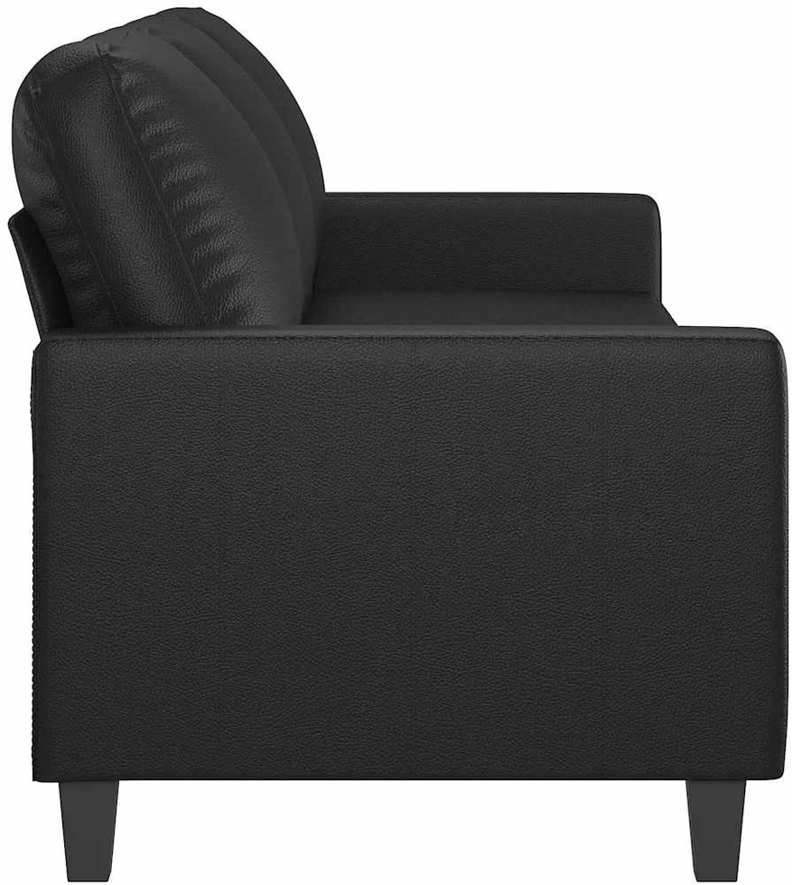 Trivietė sofa, juodos spalvos, 180cm, dirbtinė oda