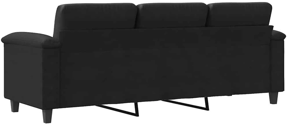 Trivietė sofa, juodos spalvos, 180cm, mikropluošto audinys