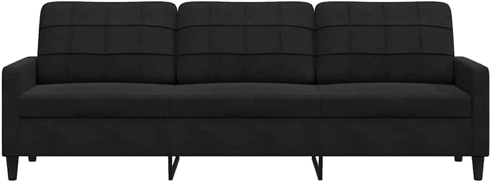 Trivietė sofa, juodos spalvos, 210cm, aksomas
