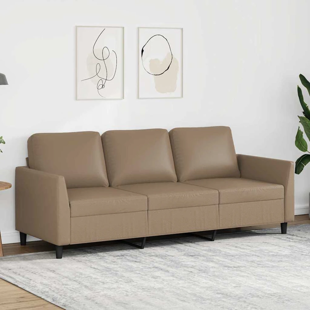 Trivietė sofa, kapučino spalvos, 180cm, dirbtinė oda