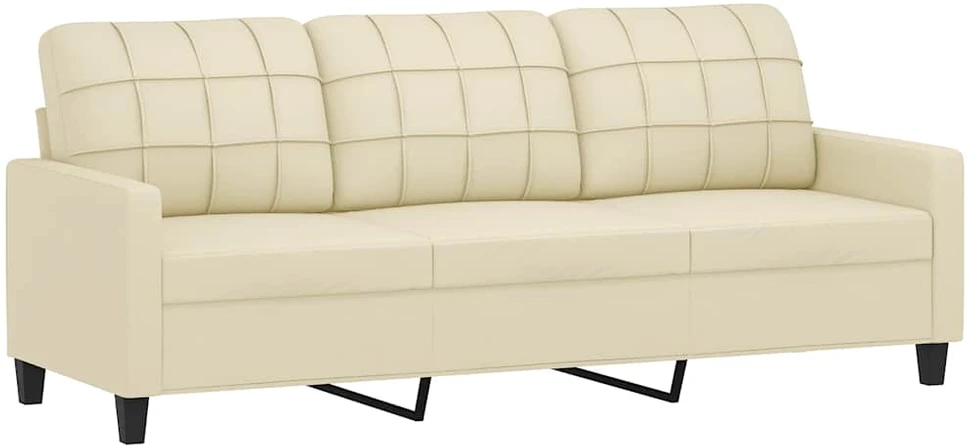 Trivietė sofa, kreminės spalvos, 180cm, dirbtinė oda