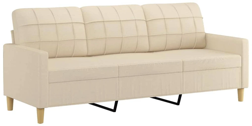 Trivietė sofa, kreminės spalvos, 180cm, audinys