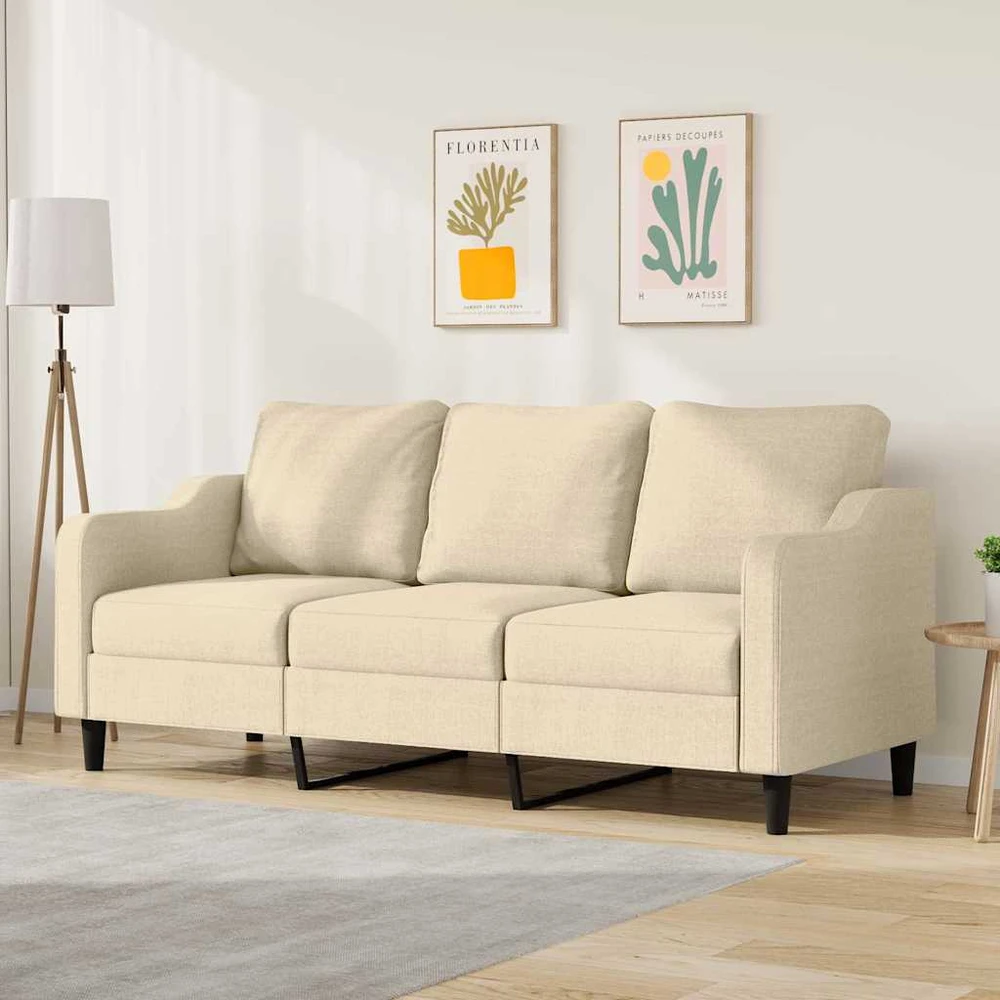Trivietė sofa, kreminės spalvos, 180cm, audinys