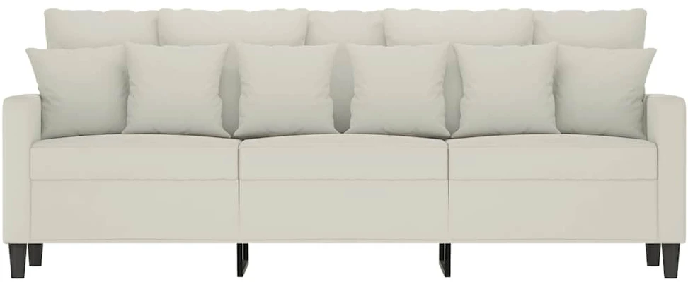 Trivietė sofa, kreminės spalvos, 180cm, aksomas