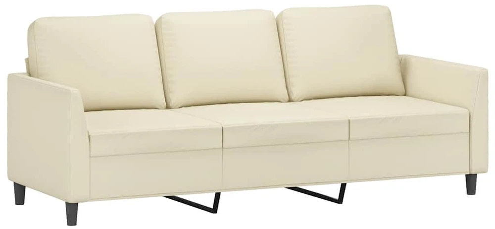 Trivietė sofa, kreminės spalvos, 180cm, dirbtinė oda