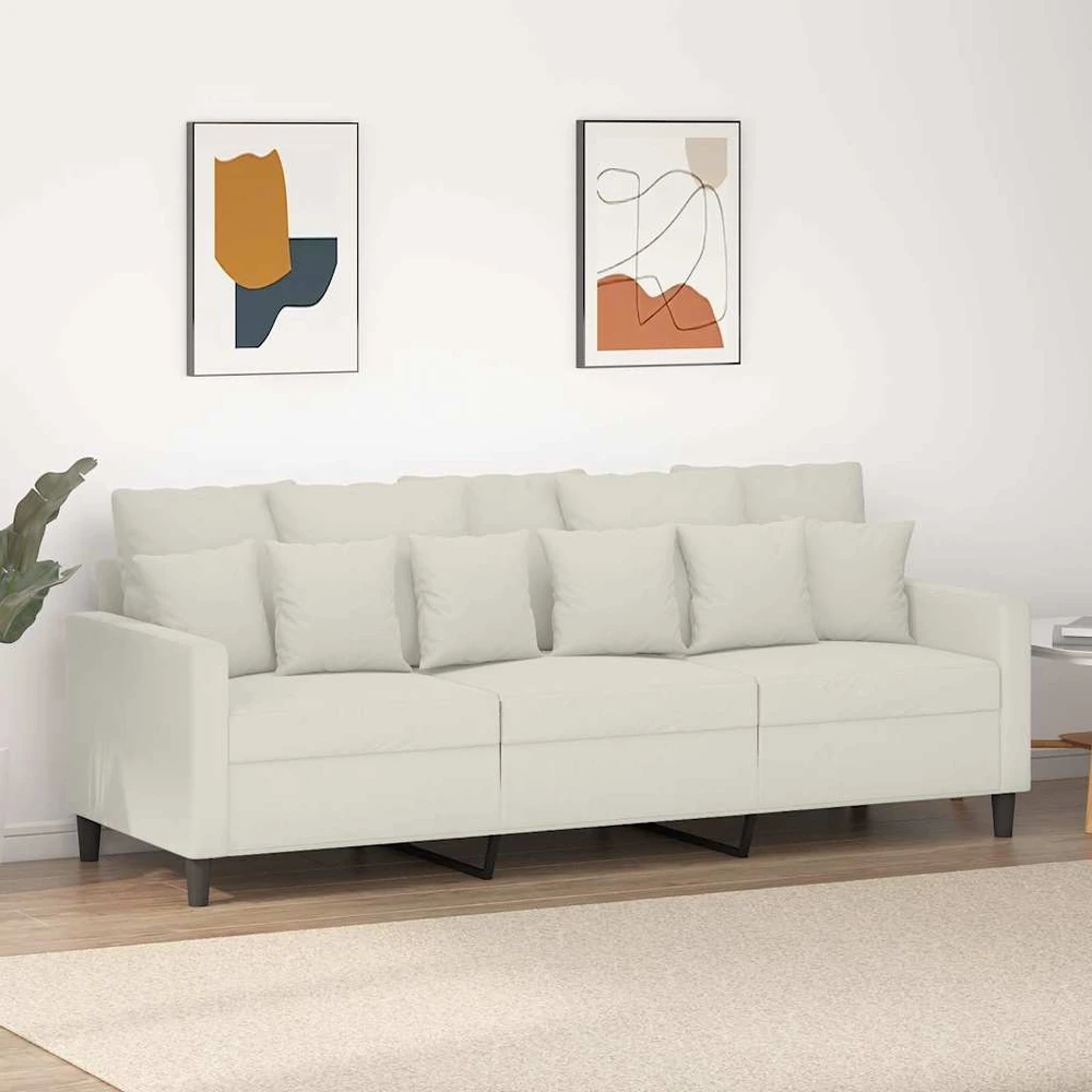 Trivietė sofa, kreminės spalvos, 180cm, aksomas