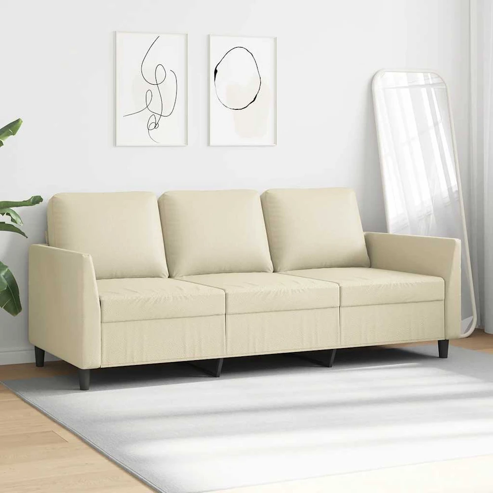 Trivietė sofa, kreminės spalvos, 180cm, dirbtinė oda