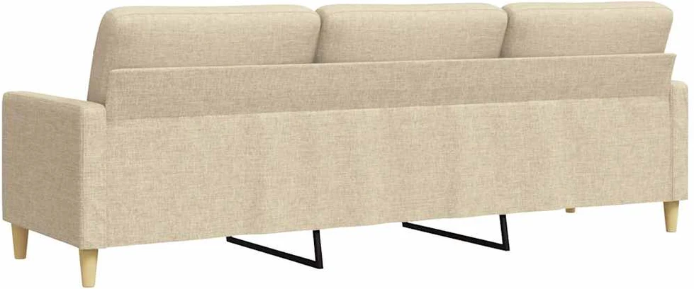 Trivietė sofa, kreminės spalvos, 210cm, audinys