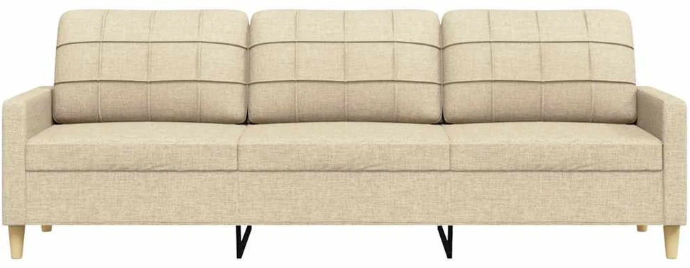 Trivietė sofa, kreminės spalvos, 210cm, audinys