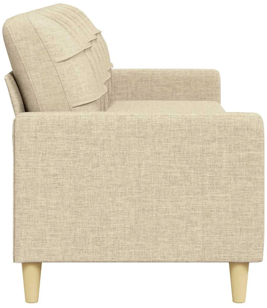 Trivietė sofa, kreminės spalvos, 210cm, audinys