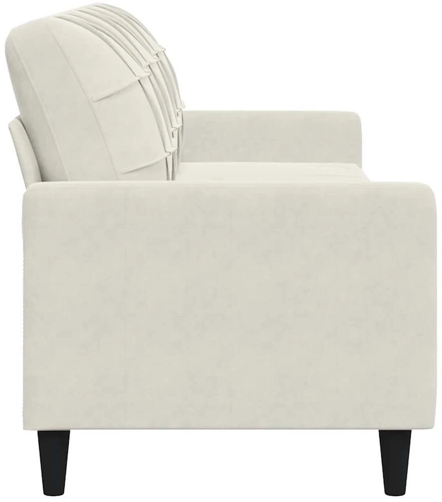 Trivietė sofa, kreminės spalvos, 210cm, aksomas