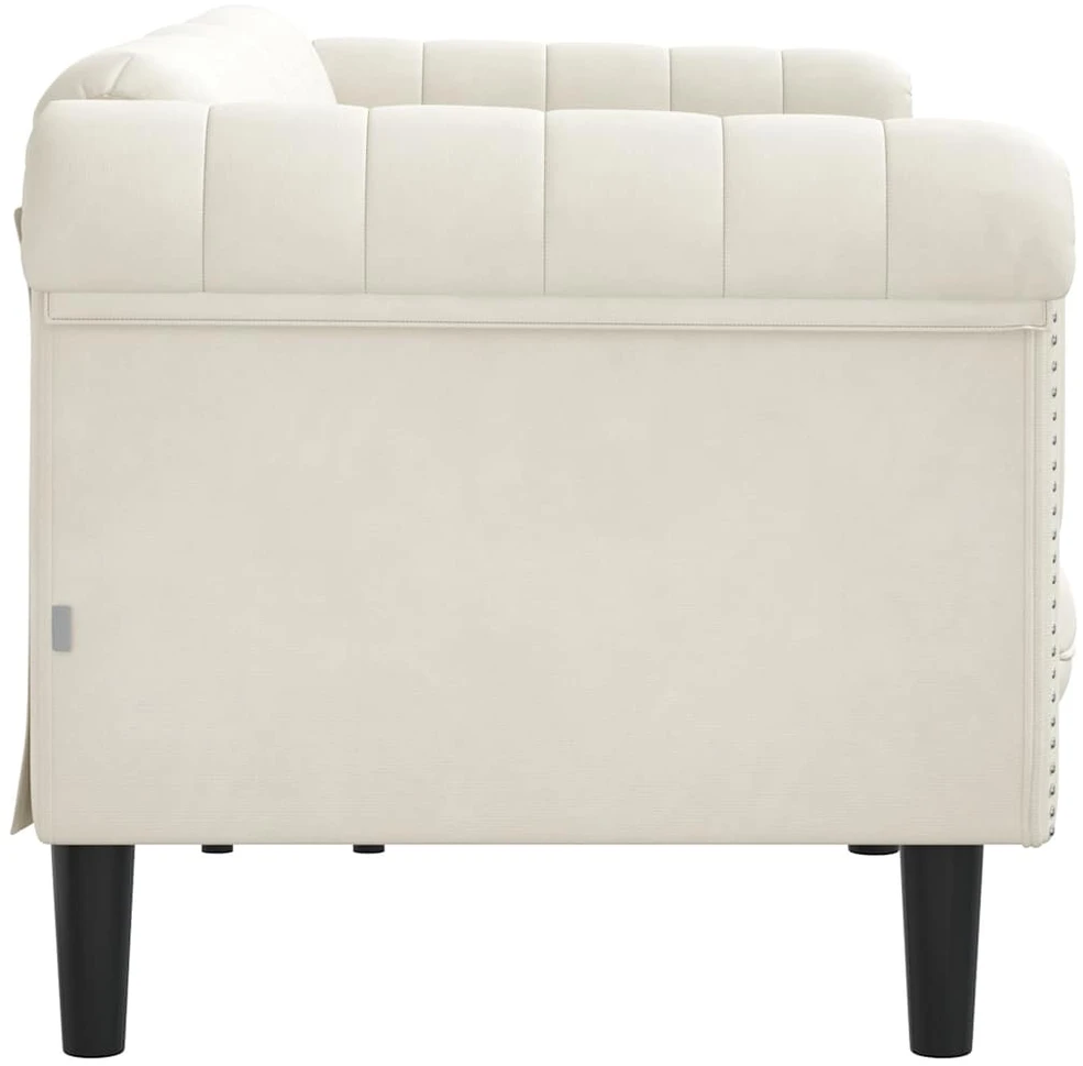 Trivietė sofa, kreminės spalvos, aksomas