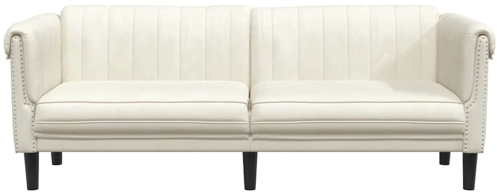 Trivietė sofa, kreminės spalvos, aksomas