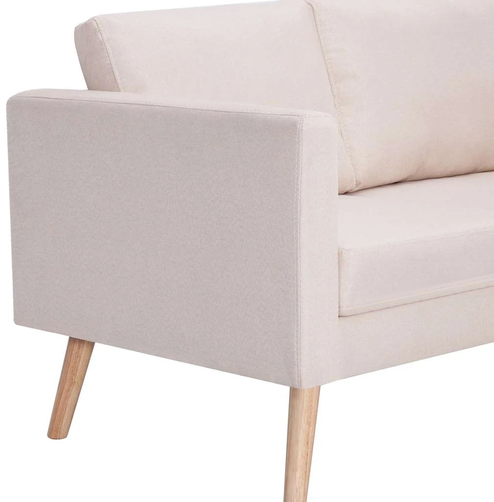 Trivietė sofa, kreminės spalvos, audinys