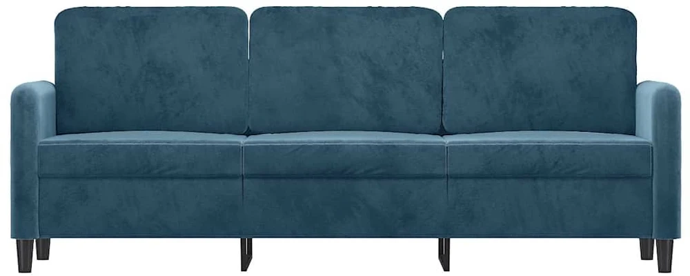 Trivietė sofa, mėlynos spalvos, 180cm, aksomas