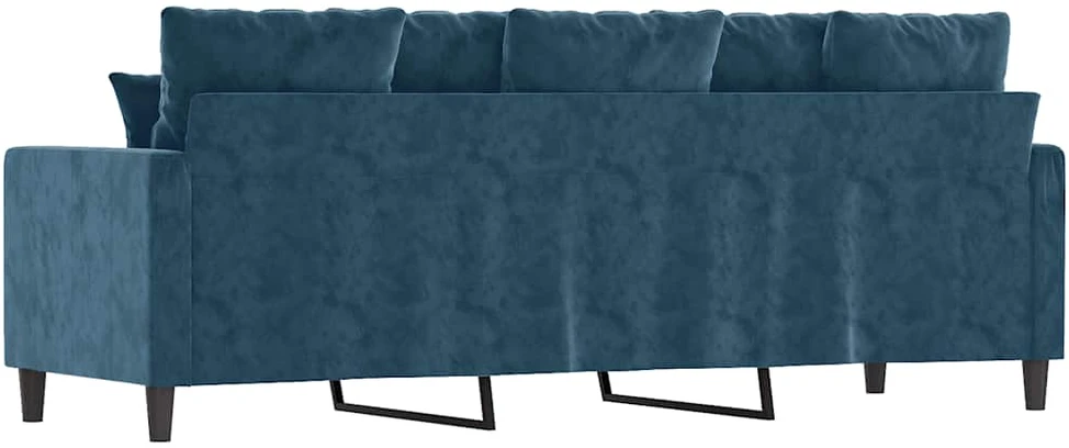Trivietė sofa, mėlynos spalvos, 180cm, aksomas