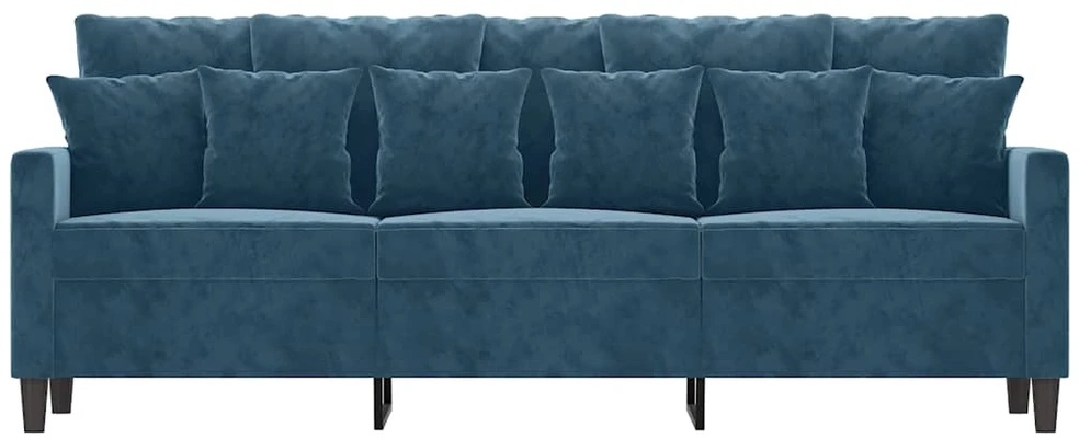 Trivietė sofa, mėlynos spalvos, 180cm, aksomas