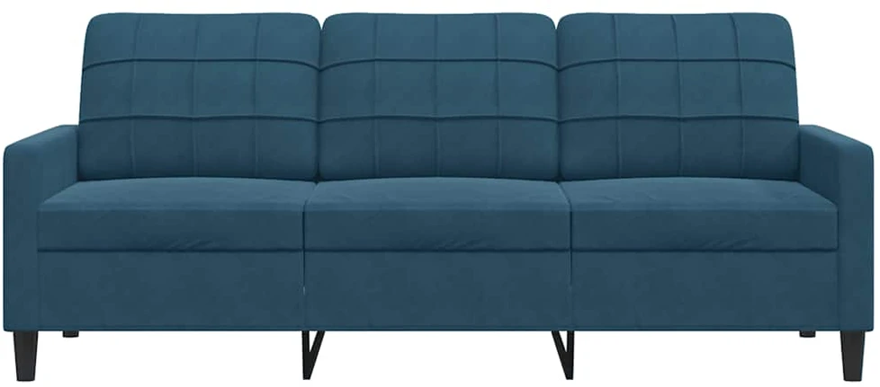 Trivietė sofa, mėlynos spalvos, 180cm, aksomas