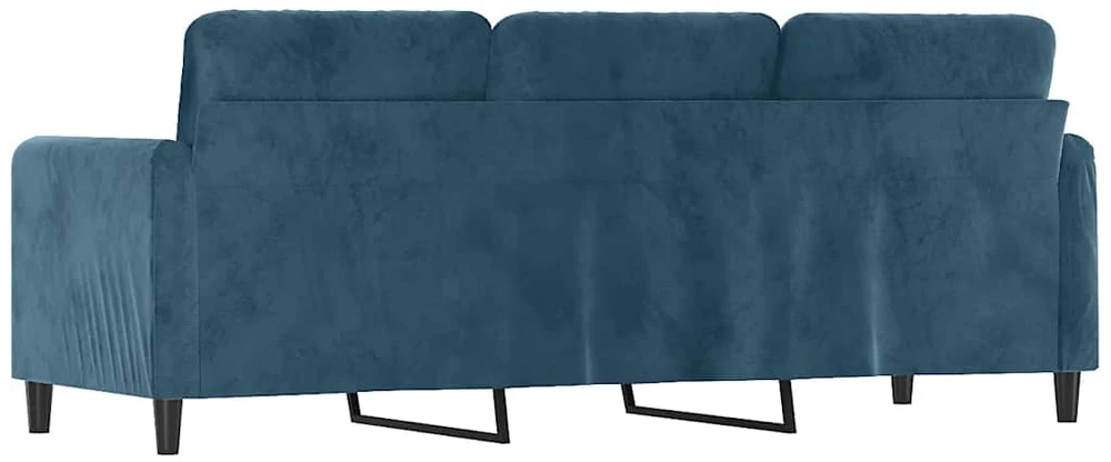 Trivietė sofa, mėlynos spalvos, 180cm, aksomas
