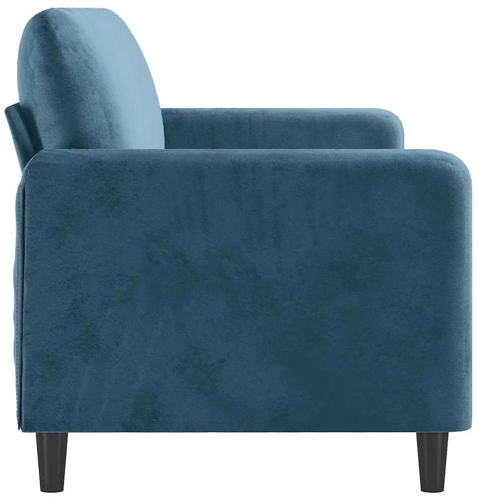 Trivietė sofa, mėlynos spalvos, 180cm, aksomas