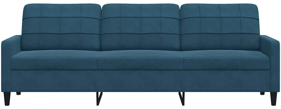 Trivietė sofa, mėlynos spalvos, 210cm, aksomas