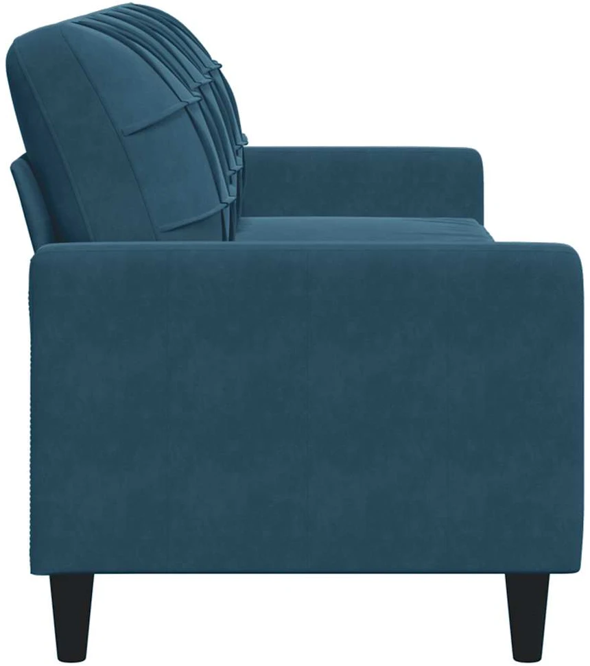 Trivietė sofa, mėlynos spalvos, 210cm, aksomas