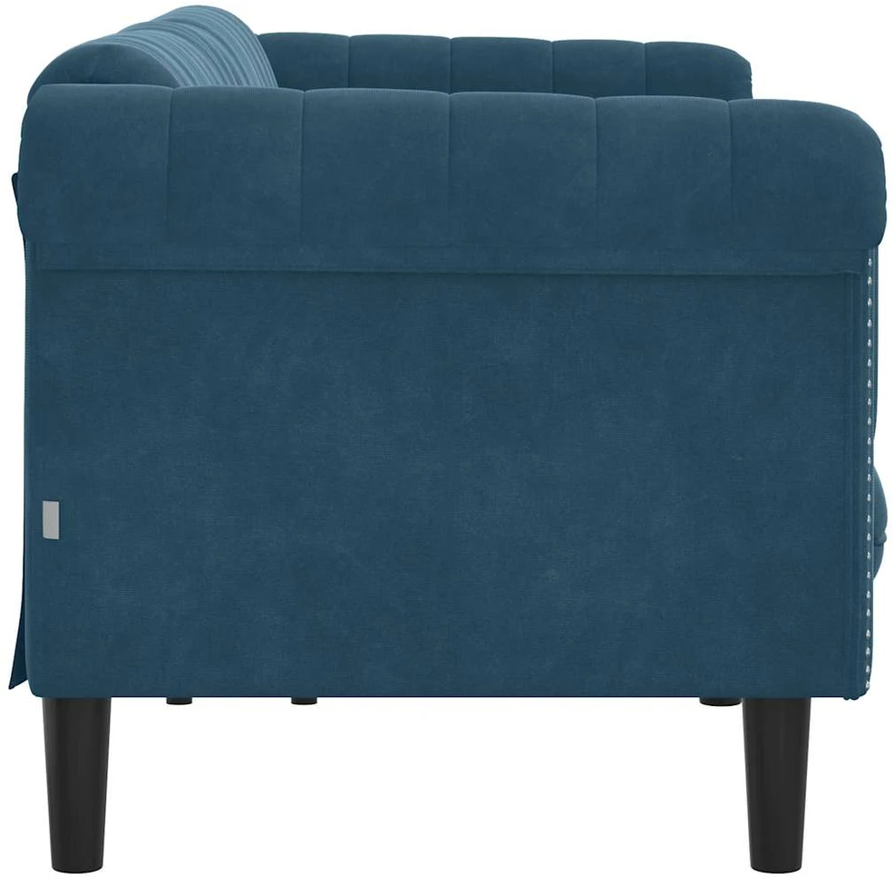 Trivietė sofa, mėlynos spalvos, aksomas