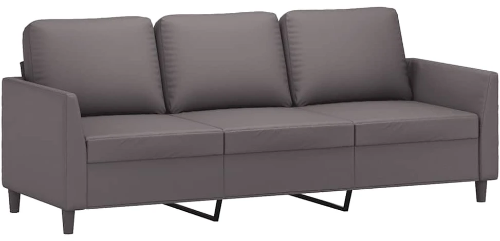 Trivietė sofa, pilkos spalvos, 180cm, dirbtinė oda