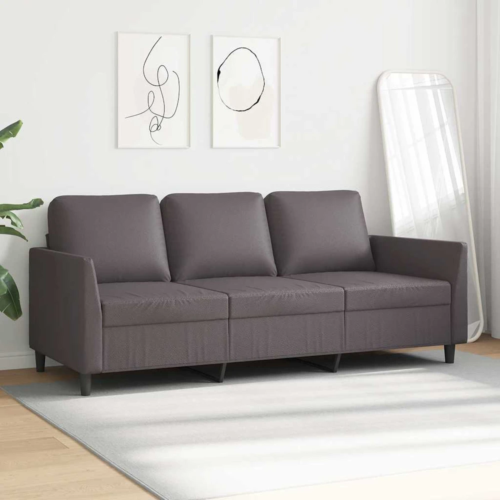 Trivietė sofa, pilkos spalvos, 180cm, dirbtinė oda