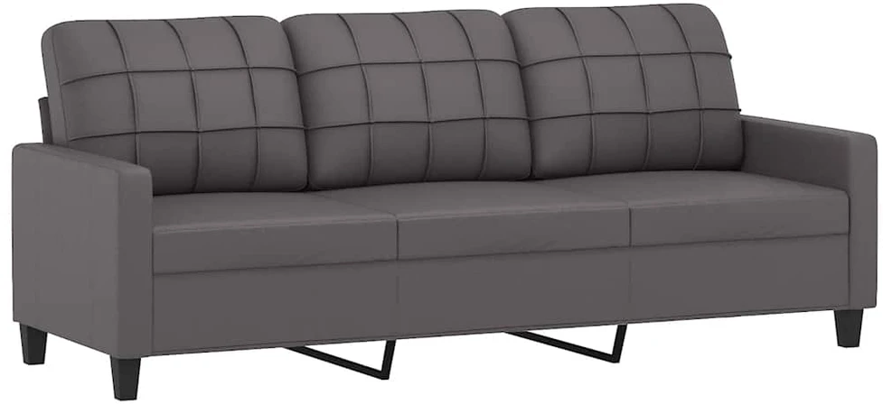 Trivietė sofa, pilkos spalvos, 180cm, dirbtinė oda