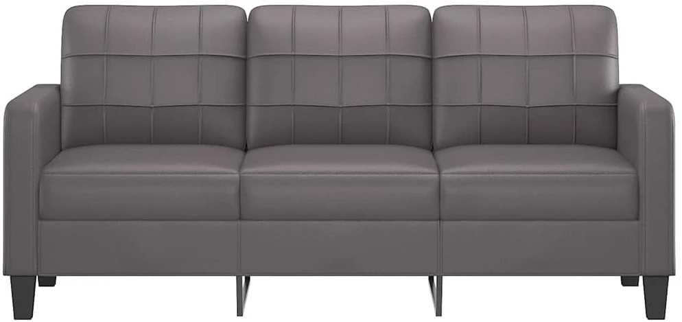 Trivietė sofa, pilkos spalvos, 180cm, dirbtinė oda