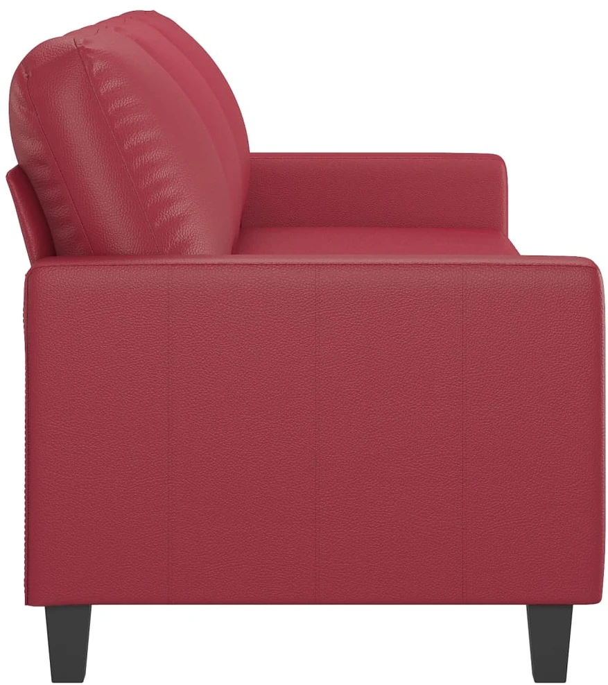 Trivietė sofa, raudonojo vyno spalvos, 180cm, dirbtinė oda
