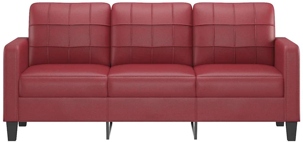 Trivietė sofa, raudonojo vyno spalvos, 180cm, dirbtinė oda