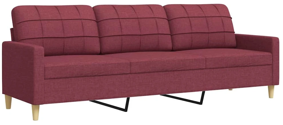 Trivietė sofa, raudonojo vyno spalvos, 180cm, audinys